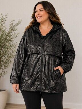 Charles River Apparel Rain Jacket Leopard Print Womens 3X